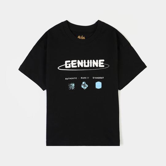 Boys Cotton Jersey T-Shirt Genuine - Jet Black