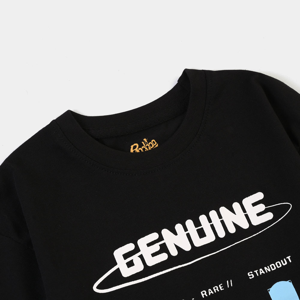 Boys Cotton Jersey T-Shirt Genuine - Jet Black