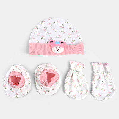 BABY CAP WITH SOCKS AND MITTENS SET