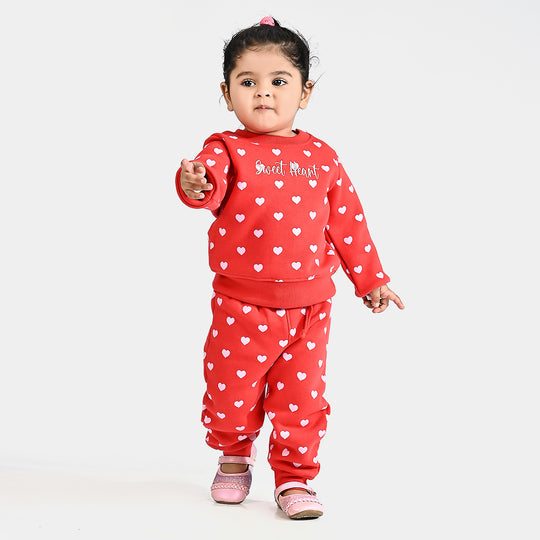 Infant Girls Fleece Knitted Suit Heart-H.R.Red