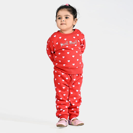 Infant Girls Fleece Knitted Suit Heart-H.R.Red