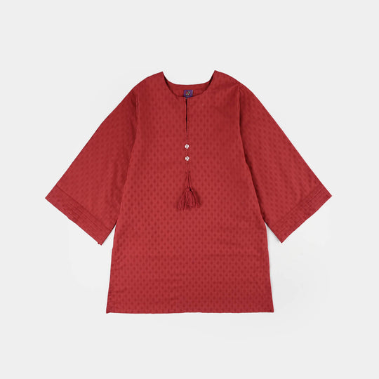 Girls Jacquard 2Pcs Rose-MAROON