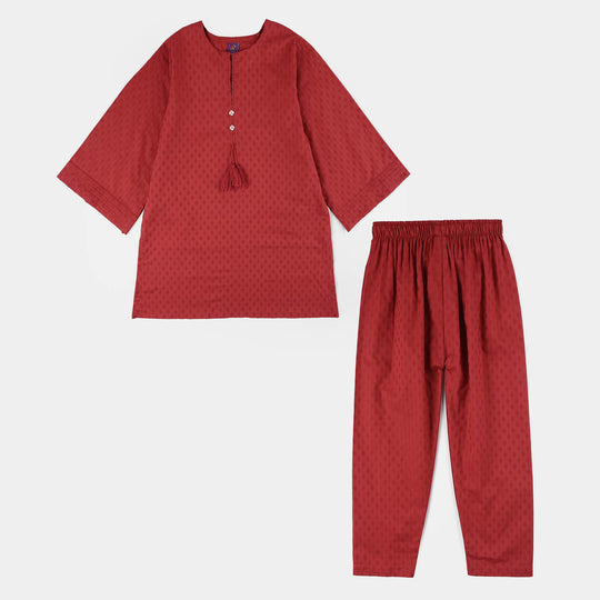 Girls Jacquard 2Pcs Rose-MAROON