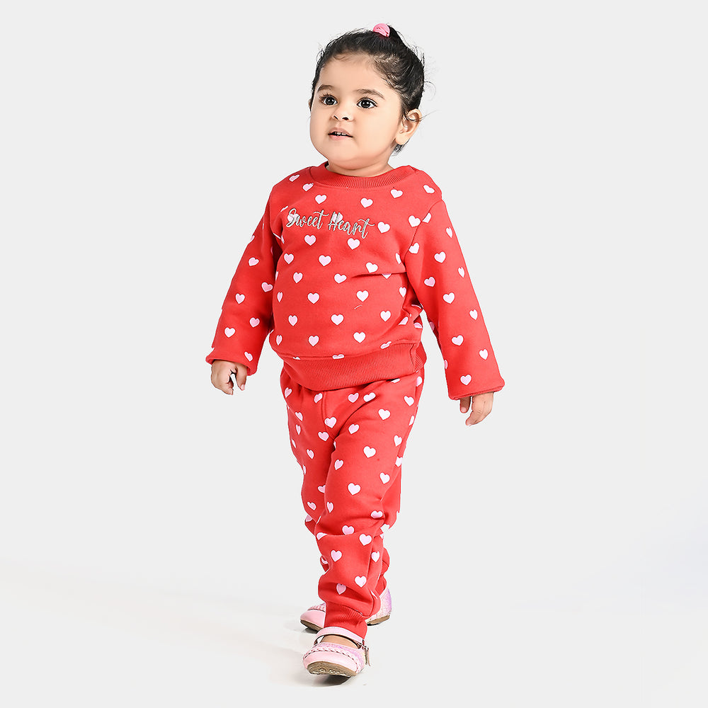 Infant Girls Fleece Knitted Suit Heart-H.R.Red