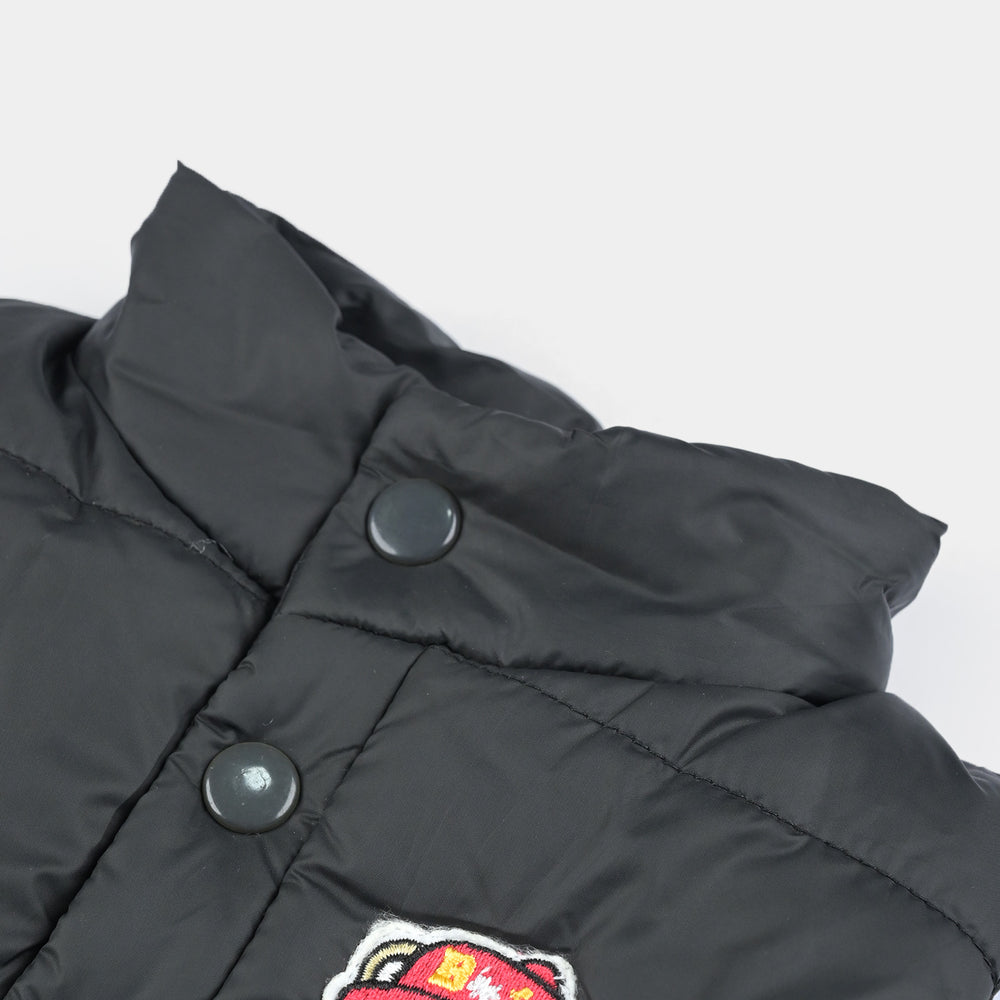 Infant Boys Mix taffeta Quilted Jacket S/L Bear-BLACK