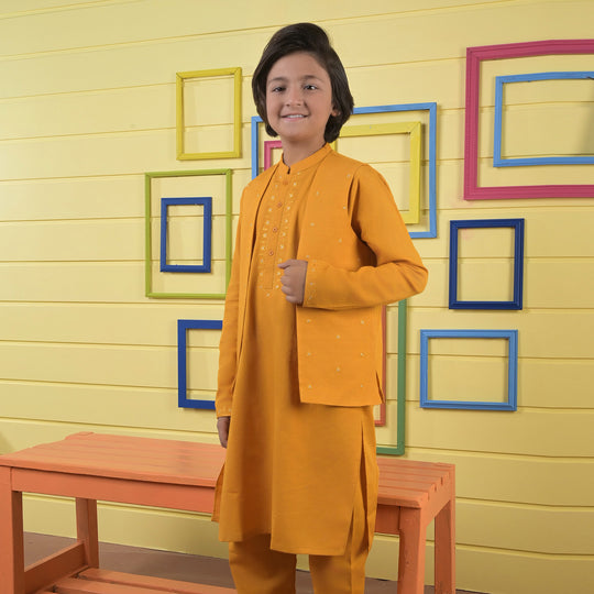 Boys Slub Jersey 3 piece suit - Citrus