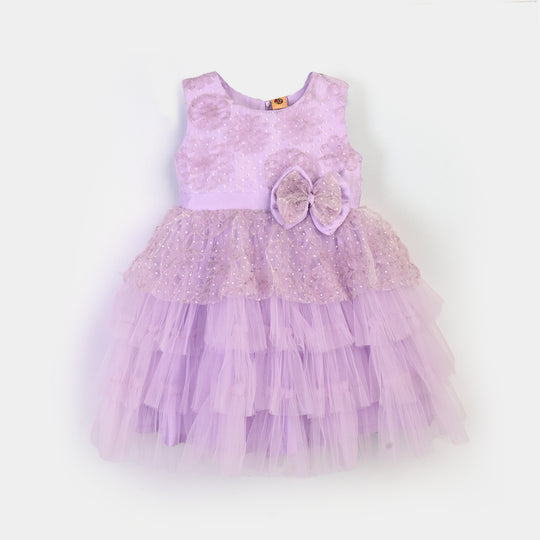 Girls Net Fancy Frock - Lilac