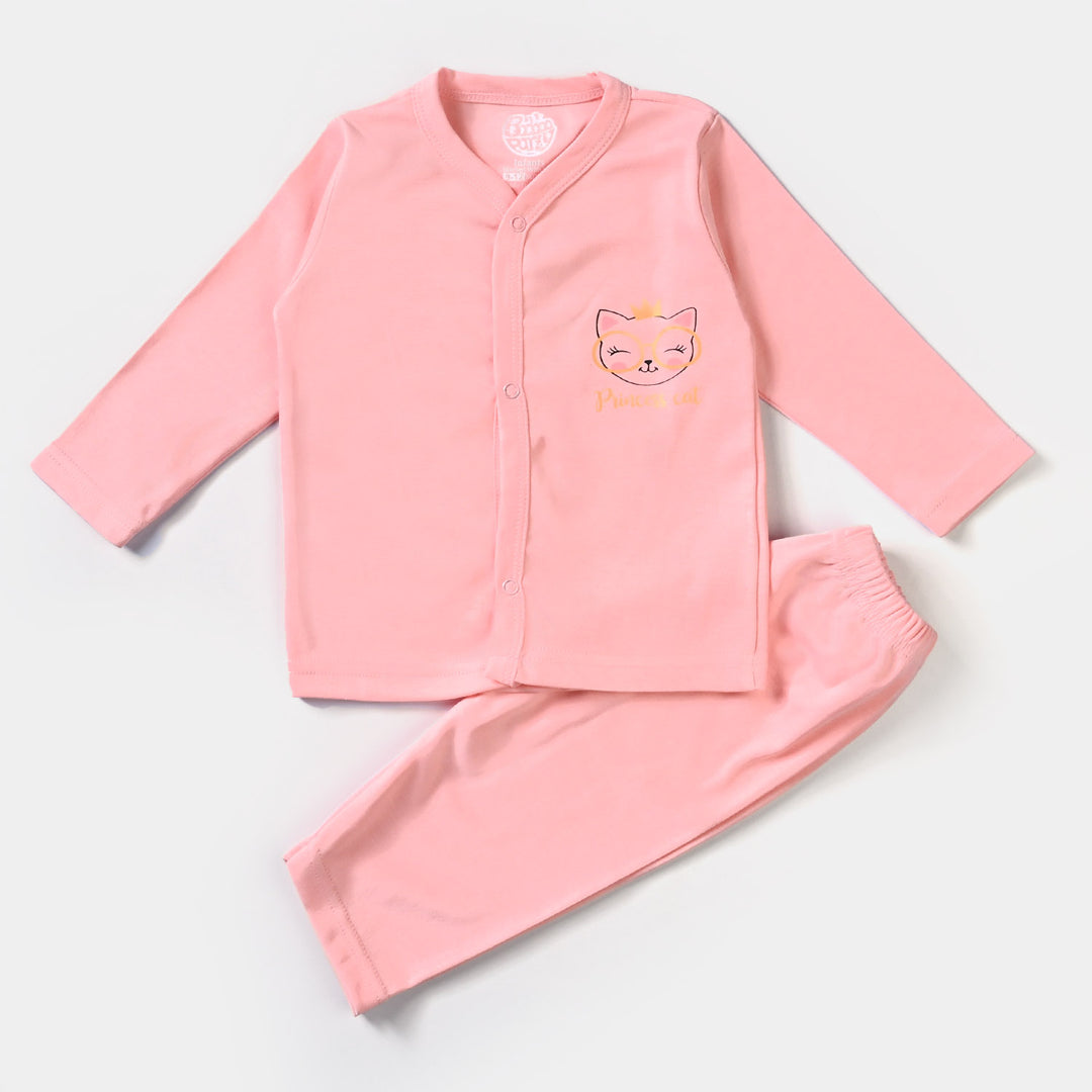 Infant Unisex Night Suit Cat Series-Peach