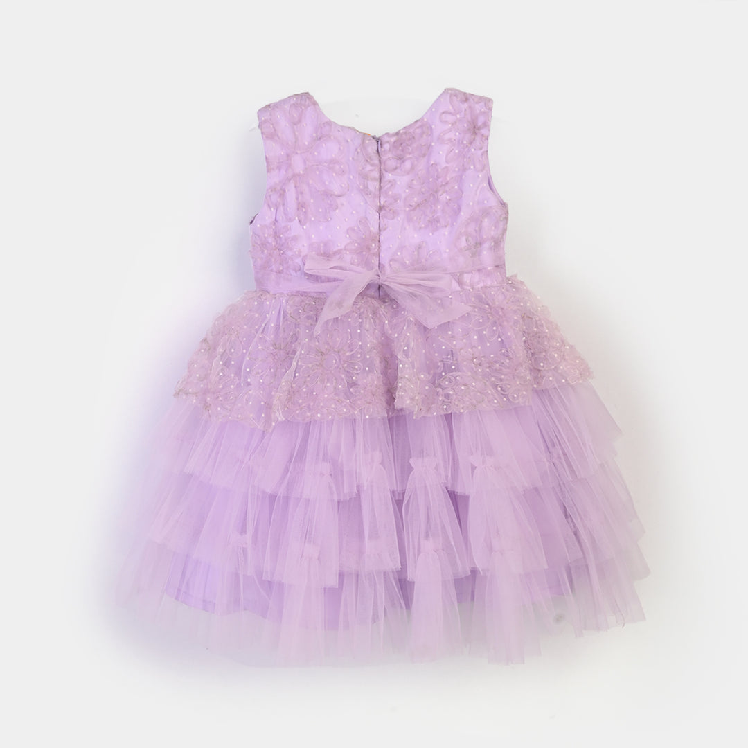 Girls Net Fancy Frock - Lilac