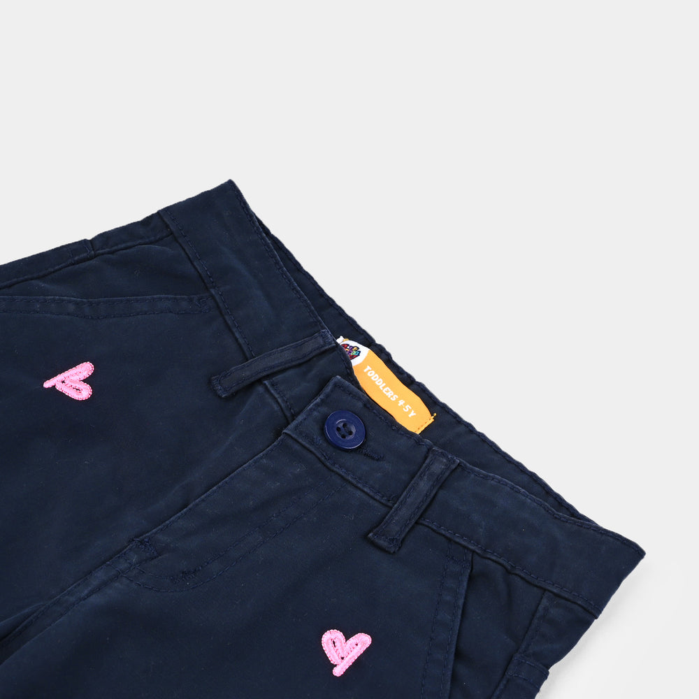 Girls Cotton Pant Hearts-NAVY