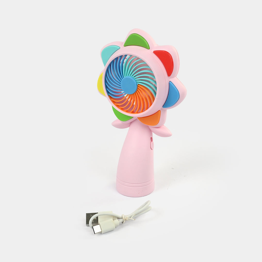 Mini USB Handheld Rechargeable Fan with LED Light