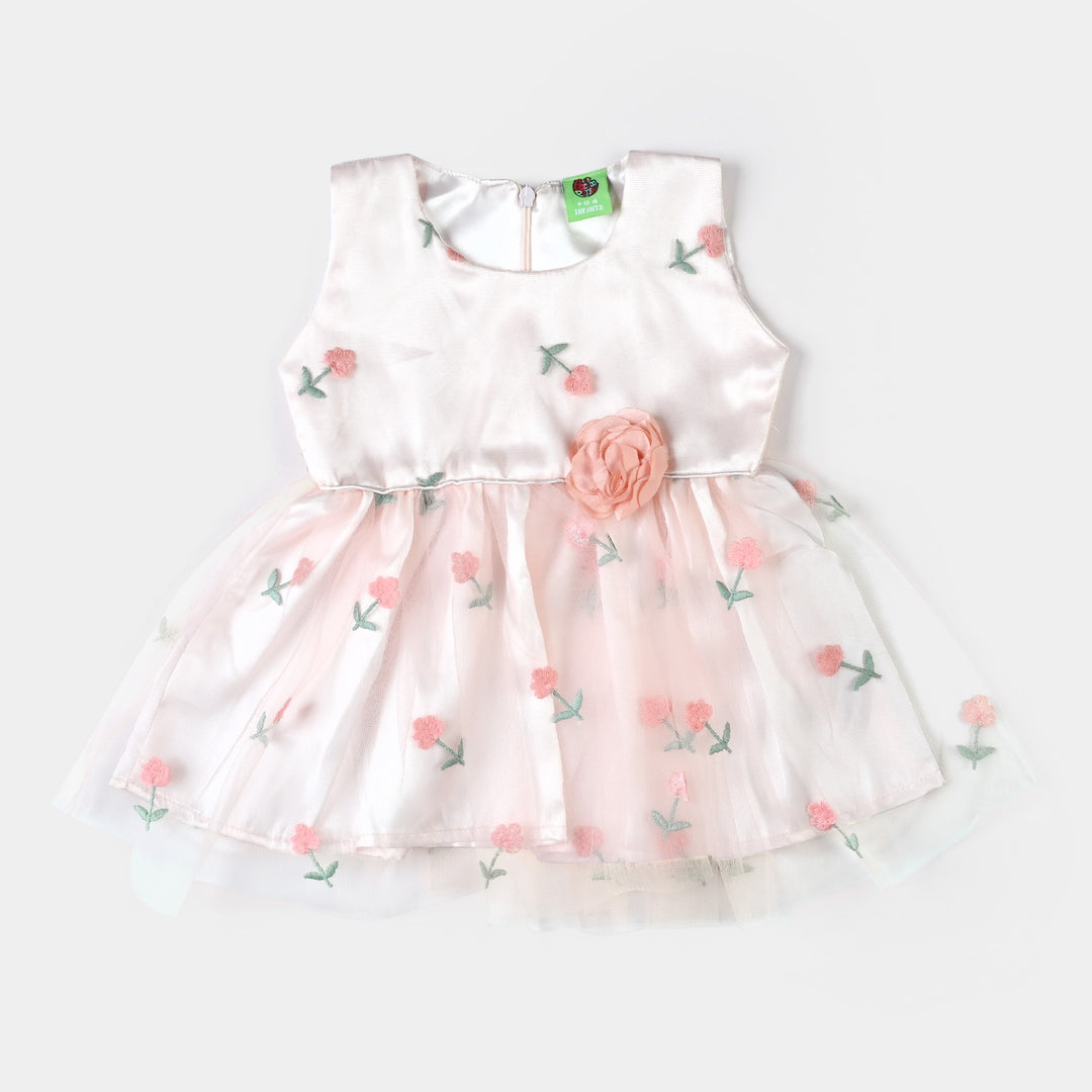 Infant Girls Fancy Frocks Flower-Peach