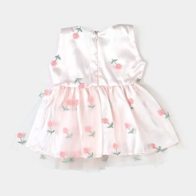 Infant Girls Fancy Frocks Flower-Peach