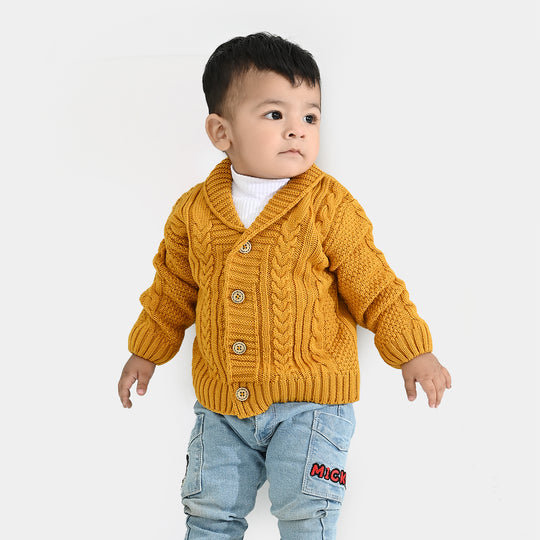 Infant Boys Acrylic Sweater-Cardigan-Mustard