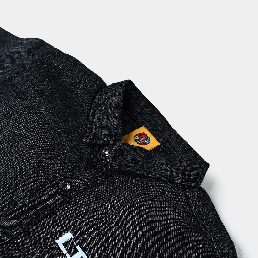 Boys Denim rigid Shirt H/S Lit Up Your Game-BLACK