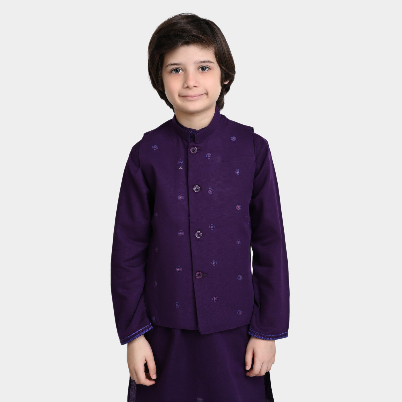 Boys Cotton 3 Piece Suit FW 2023-07-Purple