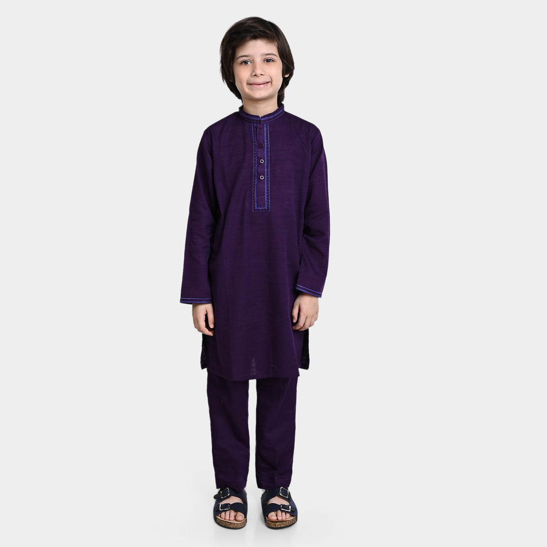 Boys Cotton 3 Piece Suit FW 2023-07-Purple