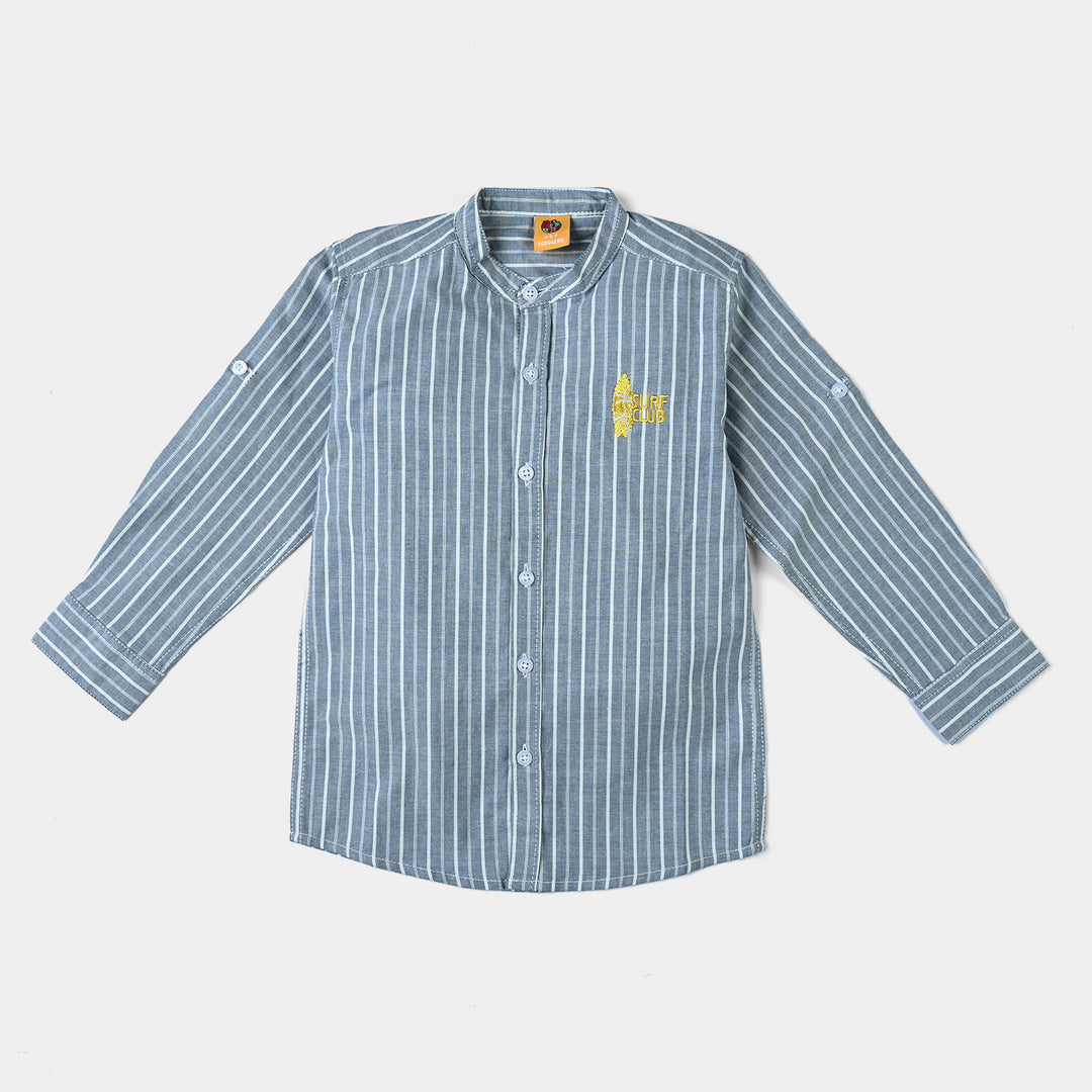 Boys Cotton Casual Shirt F/S Surf Club-Grey/White