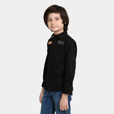 Boys Cotton Casual Shirt Activated-BLACK