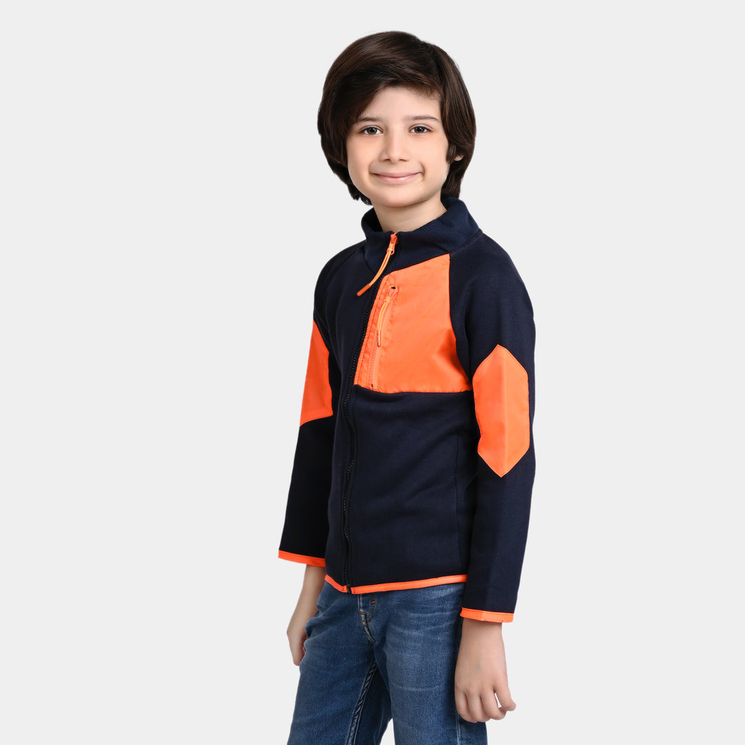 Boys Knitted Jacket Trekker-NAVY