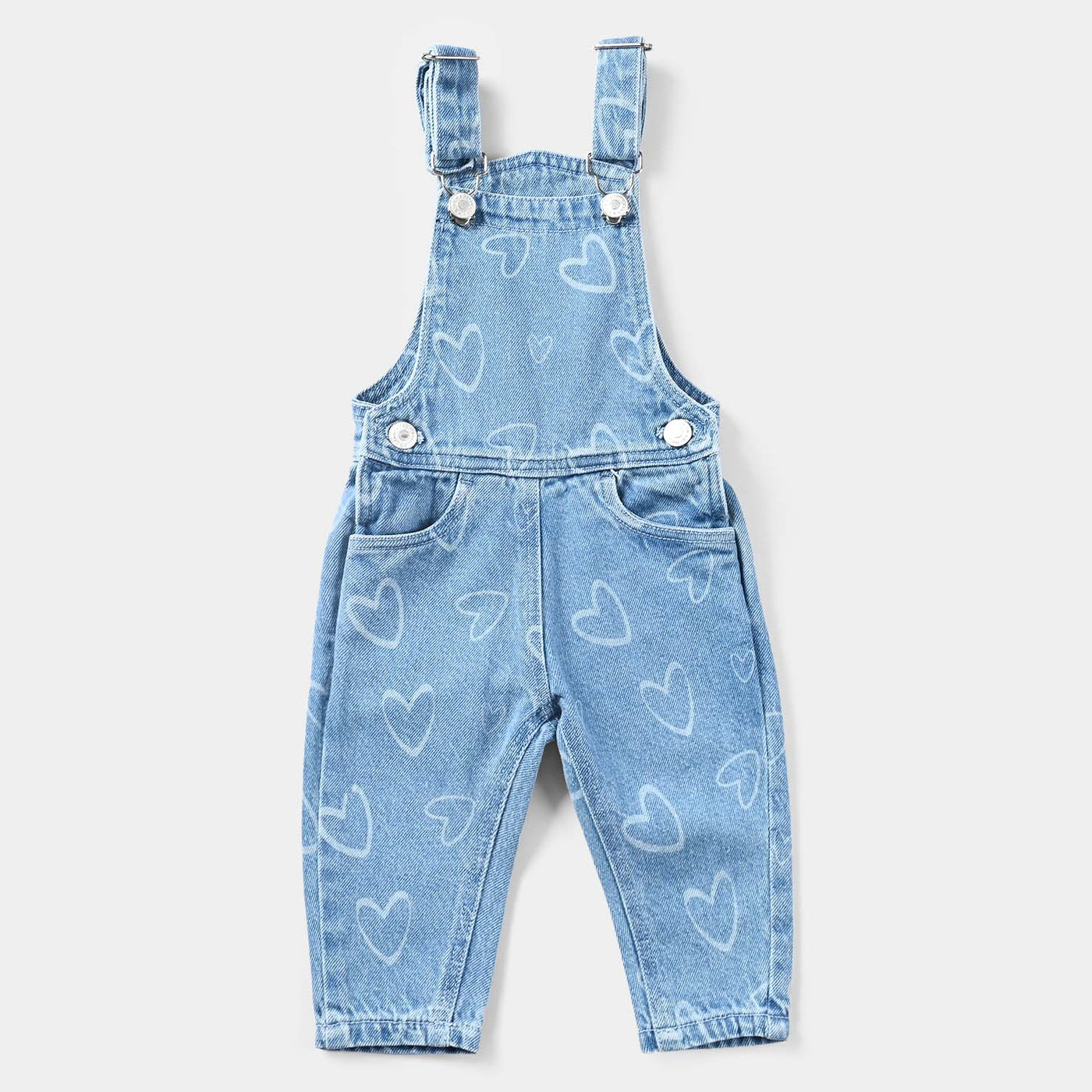 Infant Girls Denim rigid Dangri Hearts-LT.Blue