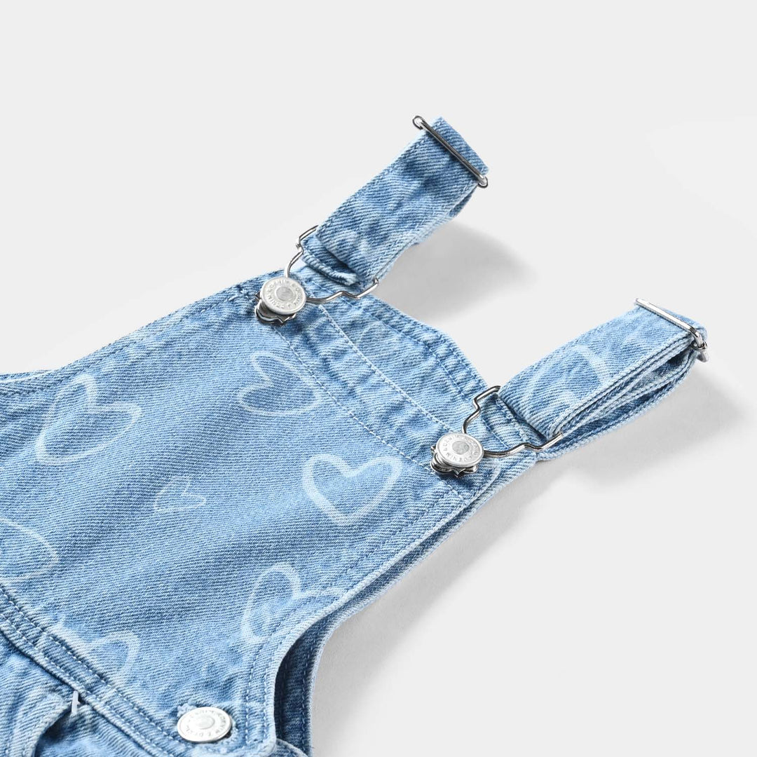 Infant Girls Denim rigid Dangri Hearts-LT.Blue