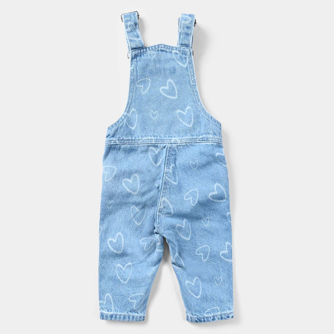 Infant Girls Denim rigid Dangri Hearts-LT.Blue