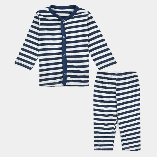 Infant Unisex Night Suit Front Open N.Blue Stripe