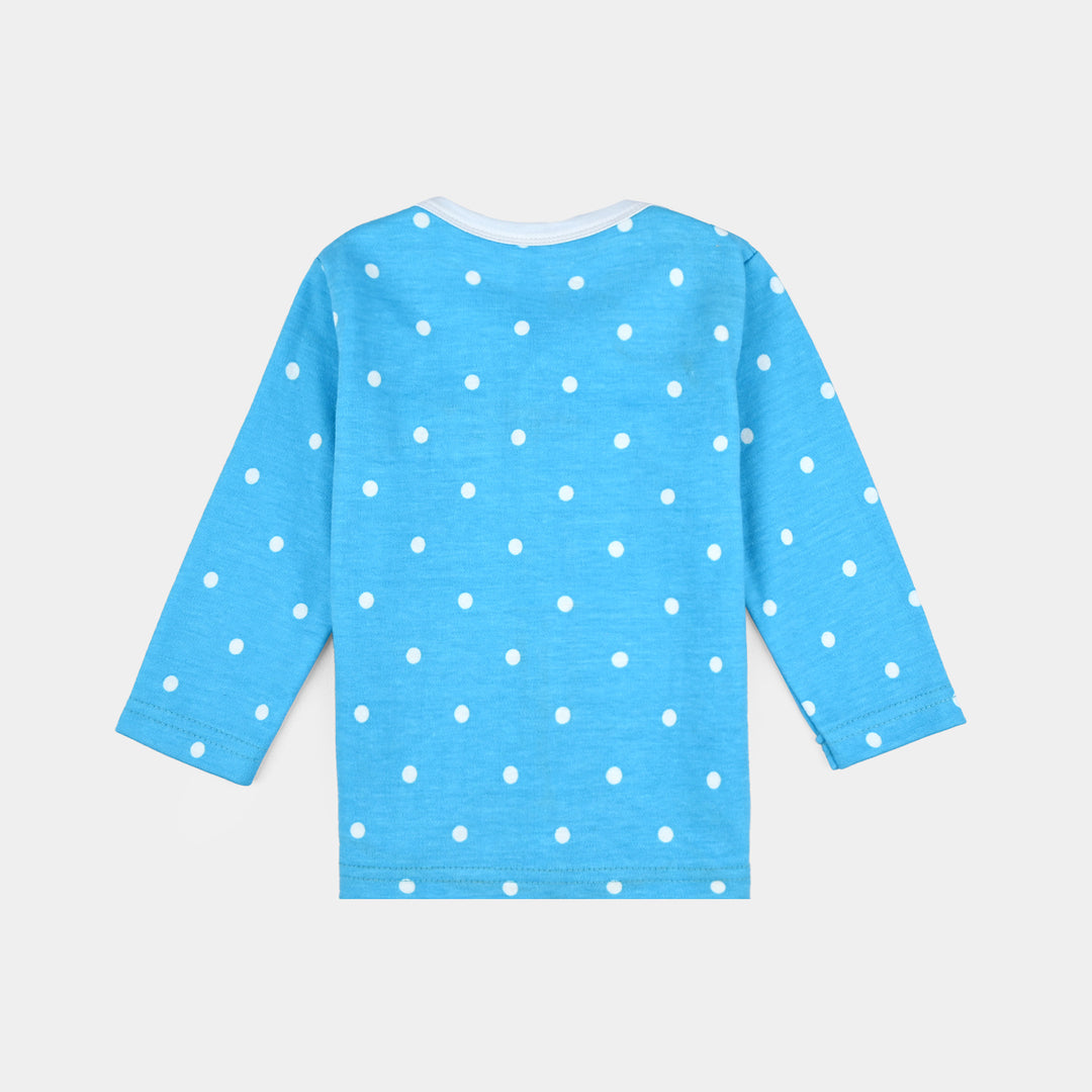 Infant Unisex Night Suit Front Open Blue Dots