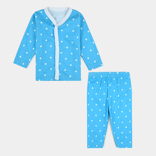 Infant Unisex Night Suit Front Open Blue Dots