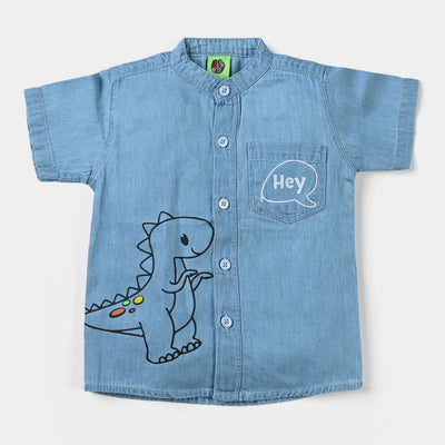 Infant Boys Denim rigid Shirt H/S Roar-LT. Blue
