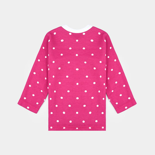 Infant Unisex Night Suit Front Open Pink Dots