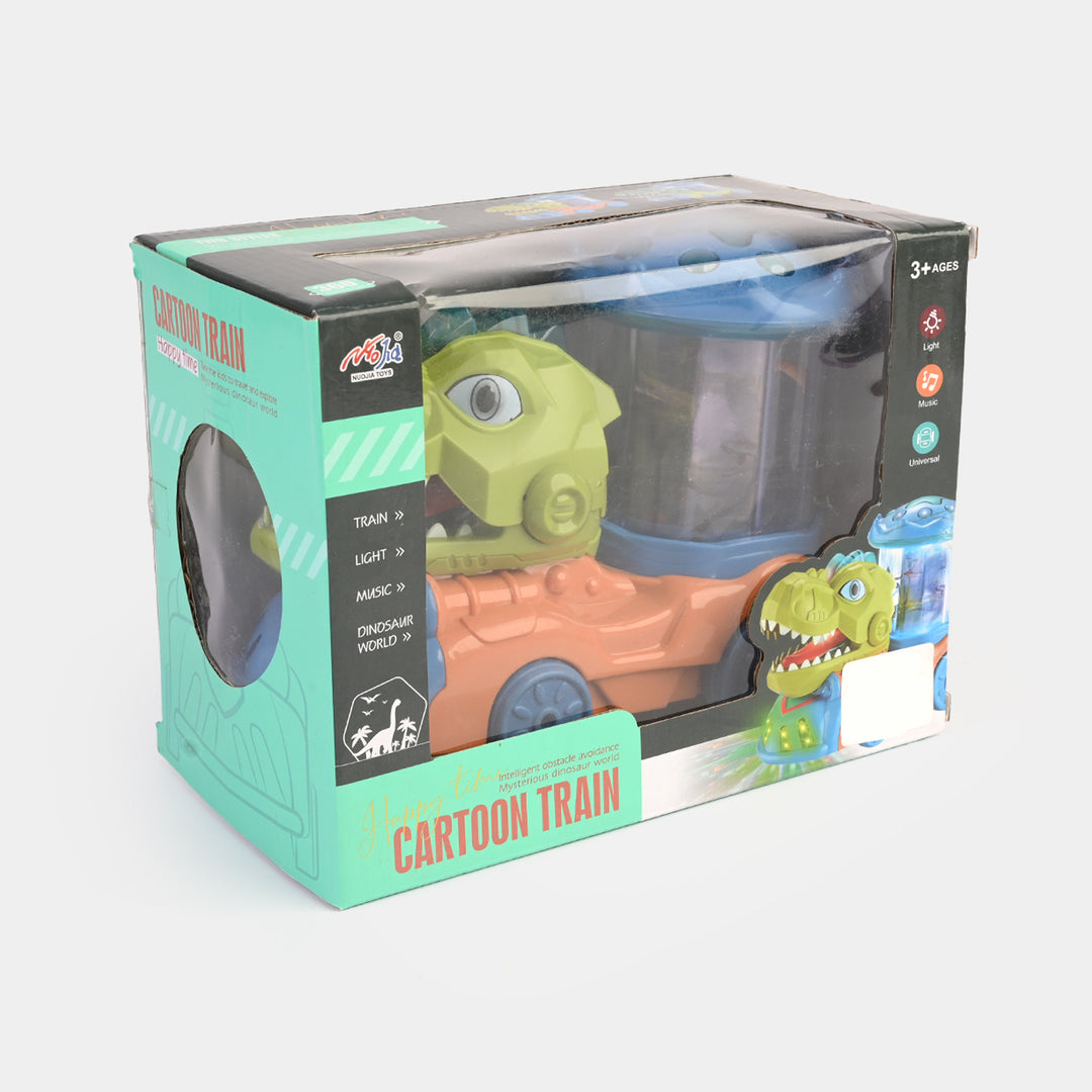 Dinosaur Universal Wheel Toy Car With Auto Movements, Sounds, And Lights - Orange