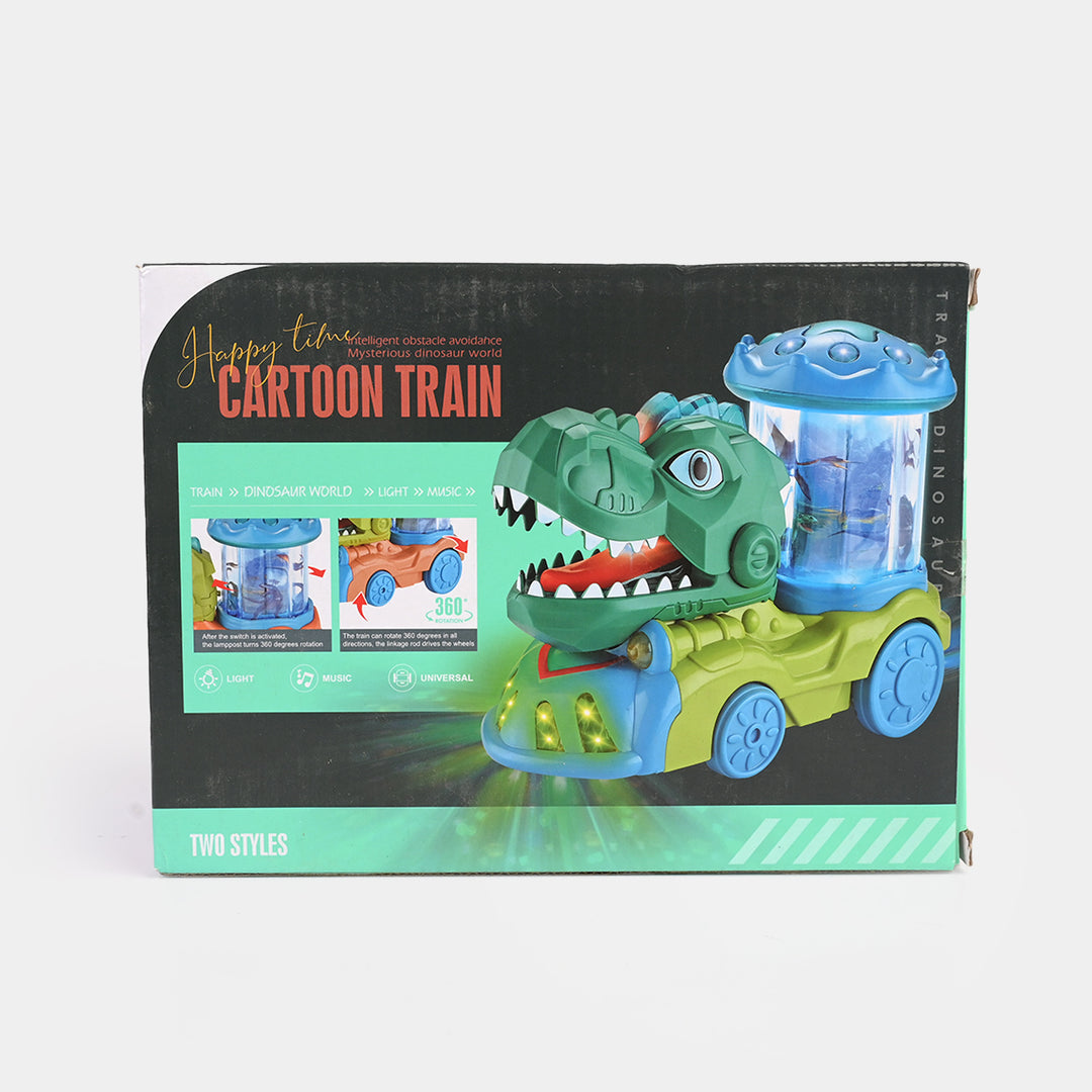 Dinosaur Universal Wheel Toy Car With Auto Movements, Sounds, And Lights - Orange