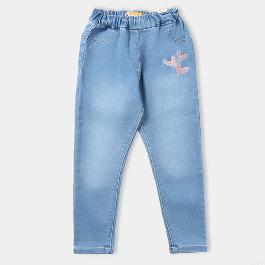 Girls Denim Jegging Hearts-LT.Blue