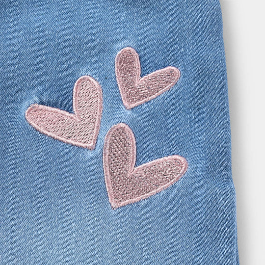 Girls Denim Jegging Hearts-LT.Blue