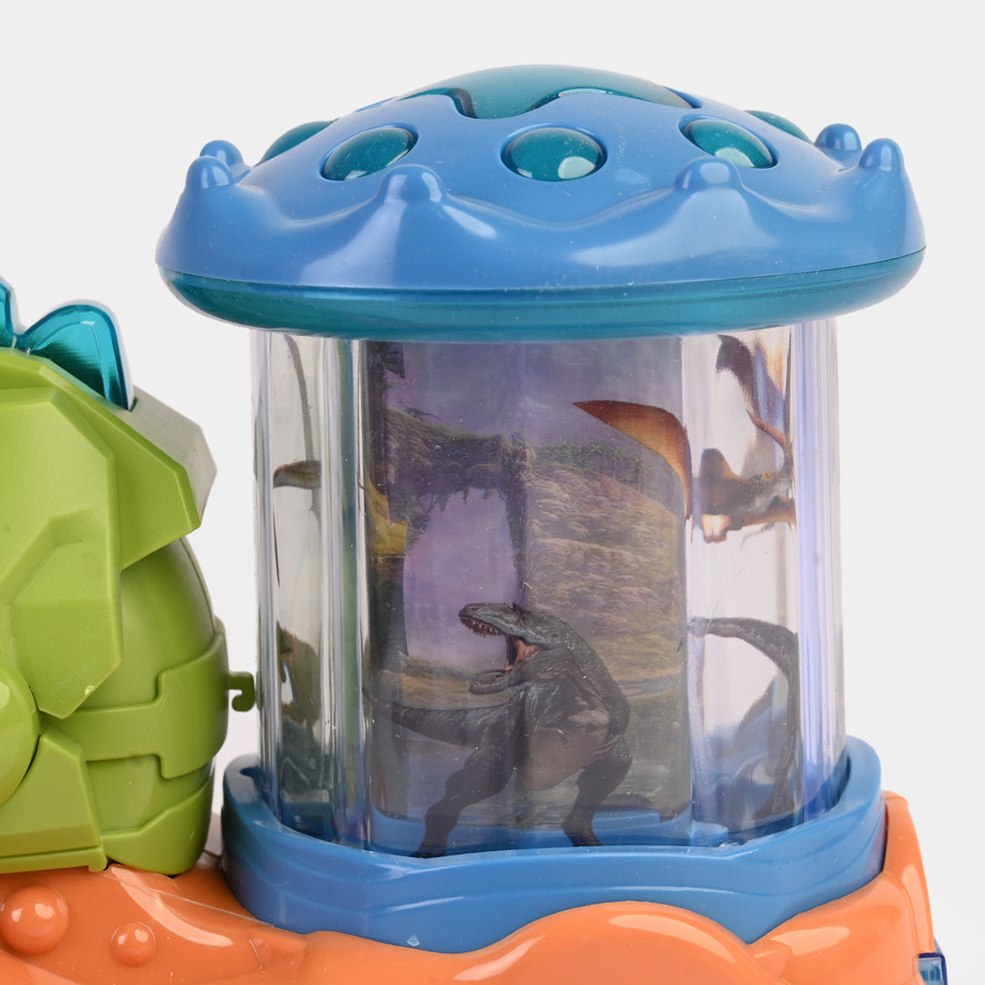 Dinosaur Universal Wheel Toy Car With Auto Movements, Sounds, And Lights - Orange