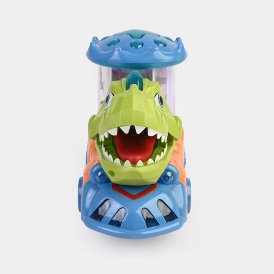 Dinosaur Universal Wheel Toy Car With Auto Movements, Sounds, And Lights - Orange