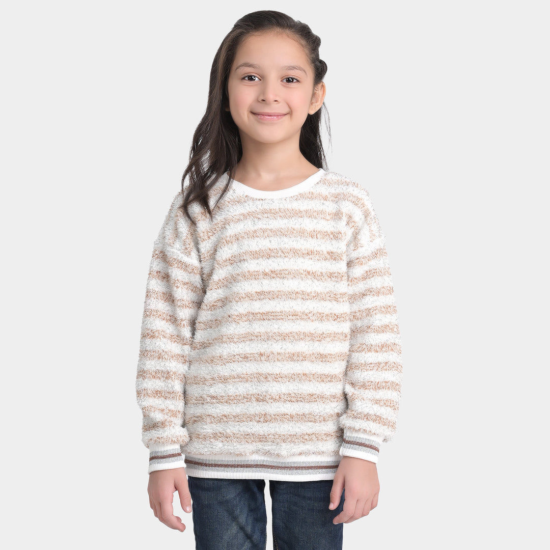 Girls Fleece Sweatshirt Silver Lurex-Stripes