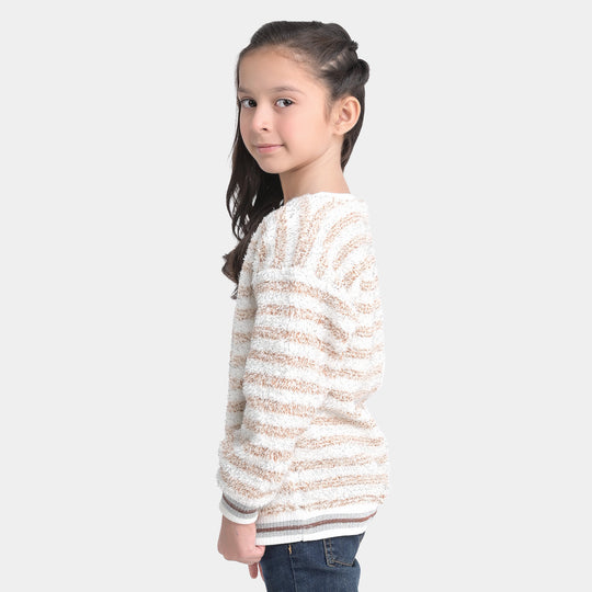 Girls Fleece Sweatshirt Silver Lurex-Stripes