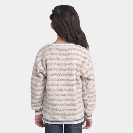 Girls Fleece Sweatshirt Silver Lurex-Stripes