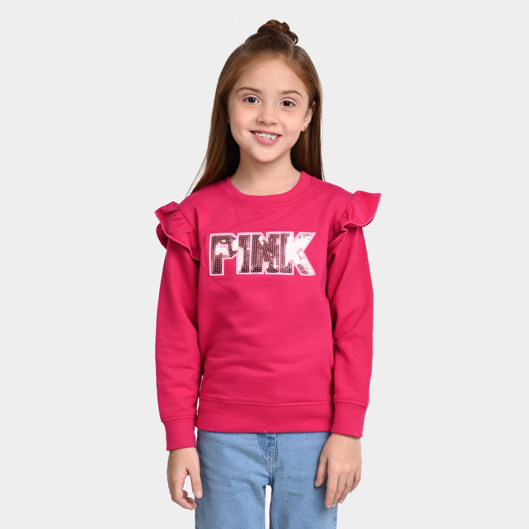 Girls Fleece Sweatshirt Pink-D.PINK