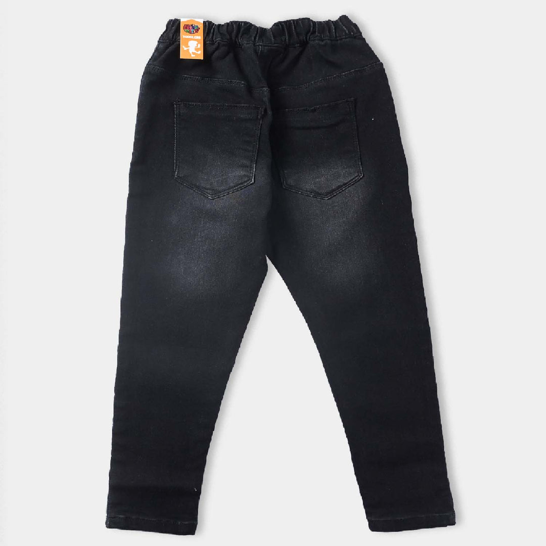 Girls Denim Jegging Side Tape-BLACK