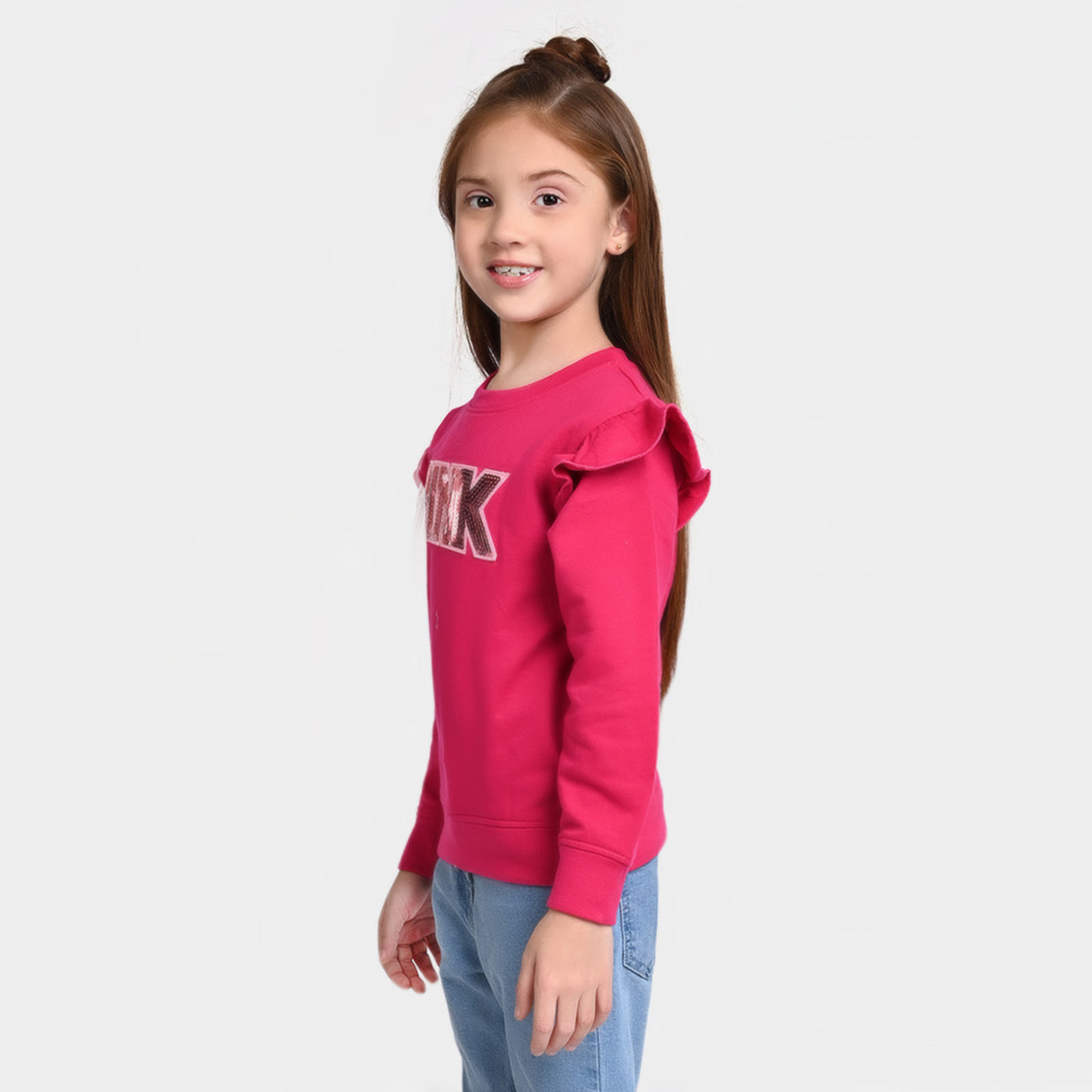 Girls Fleece Sweatshirt Pink-D.PINK