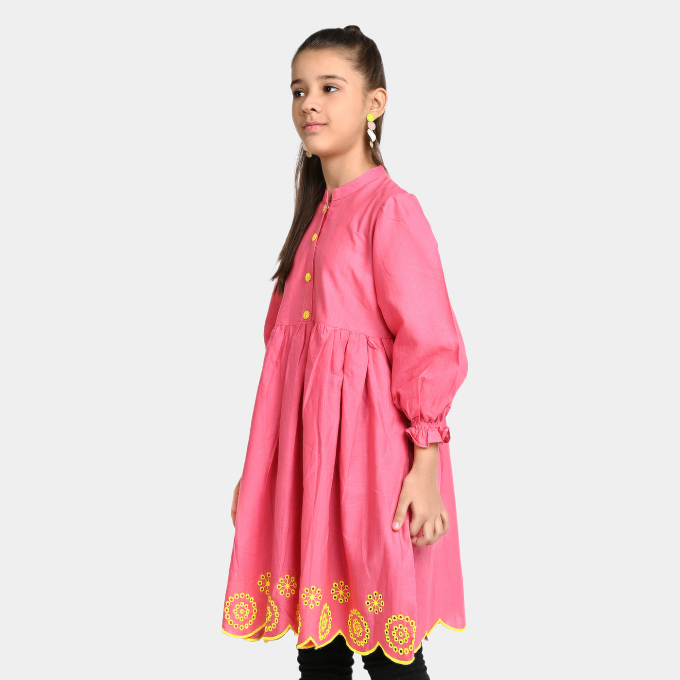 Girls khaddar Embroidered Top -Pink