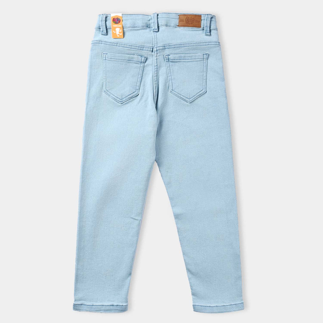 Girls Denim Pant Hearts-Ice Blue