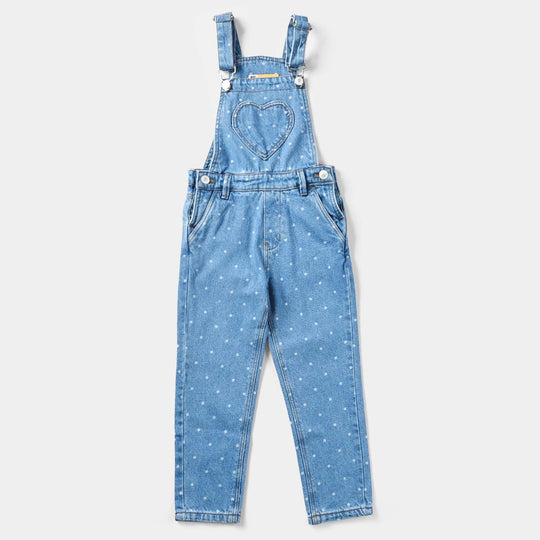 Infant Girls Denim rigid Dangri Heart Shape-LT.Blue