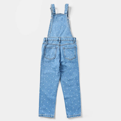 Infant Girls Denim rigid Dangri Heart Shape-LT.Blue