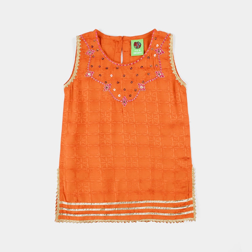 Infant Girls Jacquard 2-Piece Suit (Choti) - Rust/Orange