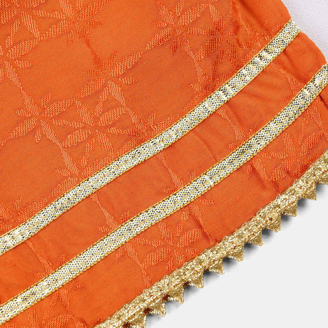 Infant Girls Jacquard 2-Piece Suit (Choti) - Rust/Orange